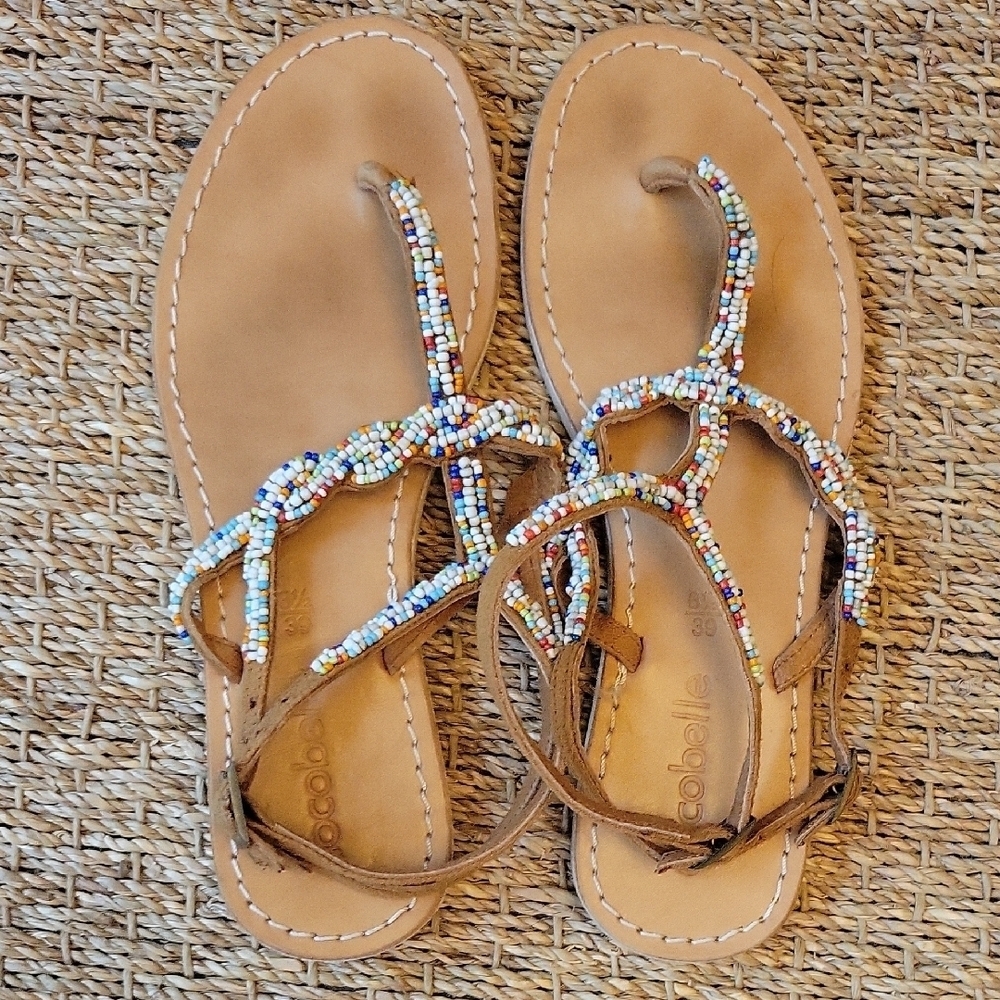 Anthropology Cocobelle Beading Embellished Thong Sandals Size 8.5
